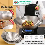Hongzhuo Wajan Stainless 555 Tebal Kuali Premium dengan Pegangan Stainless Steel Kuali Besar Katel Anti Lengket