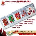 Paket Sambal Bawang, Sambal Terasi, Sambal ijo, Sambal Korek 15 Sachet Gratis mangkok/Sendok