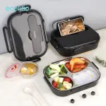 ecentio lunch box 1000ml stainless 304 sekat 4 dan anti tumpah free sendok sumpit