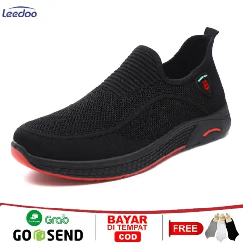 Leedoo Sepatu Pria Slip On Kekinian Olahraga Sepatu Sneakers Pria Running karet Shoes Fashion Pria keren MR131