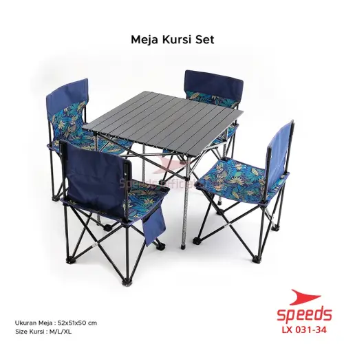 SPEEDS Meja Camping Lipat Set Meja Lipat Kursi Lipat Meja Piknik Camping Outdoor Portable 031-34