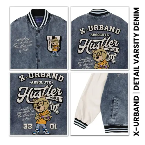 X Urband Absolute Varsity Jacket Denim Bear University A259