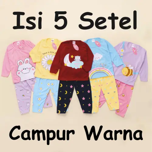 Setelan Anak & Bayi Piyama Tidur Colourfur Print Set / Baju Anak Anak Unisex 0 - 4 Tahun/ Baju Tidur Anak Bayi / Baju Anak Perempuan / Baju Anak Laki Laki