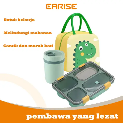 Lunch Box Set 1000ml+300ml Tas Bekal Kotak Makan Set Mangkok Sup Free Sendok