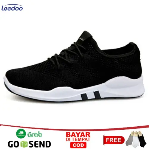 Leedoo Sepatu Pria Sneaker Original 100% Running Fashion Sport Shoes Olahraga Bahan Karet EE01