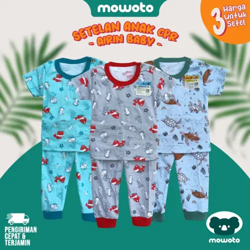  Setelan Airin Baby Terbaru ( 1-2 tahun ) Setelan Piyama Anak Cewek Cowok Kaos Celana Panjang