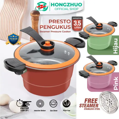 Hongzhuo Panci Presto 3,5 Liter Wajan Presto Kokoh Coating Batu Medis Premium Quality Panci Sop