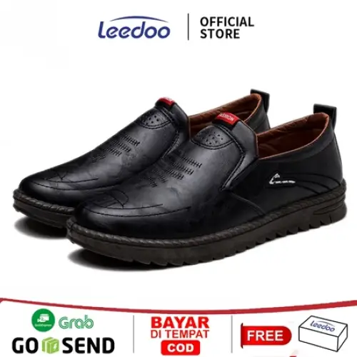 Leedoo Sepatu Slip On Pria Kulit PU Casual Sepatu Sneakers Running Shoes MC416