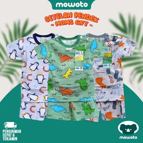 Setelan PENDEK Moms Gift ( 2-4 tahun ) Setelan Anak Cewe Cowo Piyama Warna Motif Kancing Pundak S15A