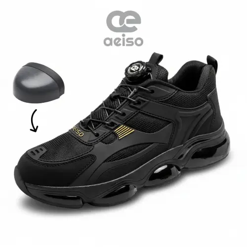 Aeiso - Sepatu Casual sporty V20 tali putar dan extra penguat di ujung sepatu non K3 Hitam 38-46
