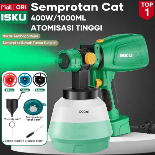 ISKU Spray gun elektrik 400W Alat Menyemprot Cat Mesin Semprot Cat Kapasitas 1000ml Paint Gun Paint Spray Paint Zoom