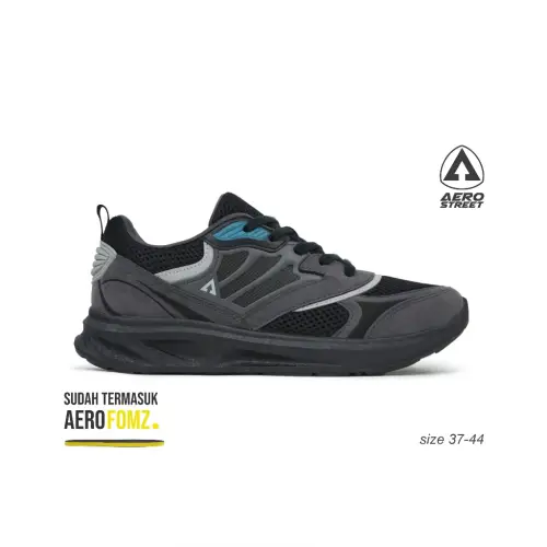 Aerostreet Denver Sneakers Unisex Hitam/Abu/Tosca Sepatu Pria Wanita Casual Sporty Ringan Empuk