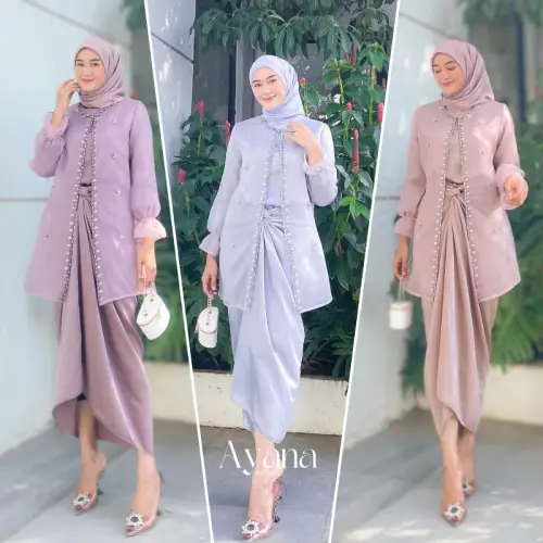 Oneset Jemma Organza Premium Outfit Kondangan Setelan Rok Lilit