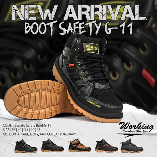 Working Sneakers For You Sepatu Boots Safety Ujung Besi Code G-11 Size 38-43