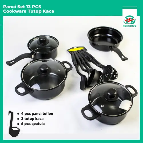 Hongzhuo Cookware Panci Set Wajan Penggorengan Spatula Set Isi 13Pcs 1 Set Frypan Saucepan