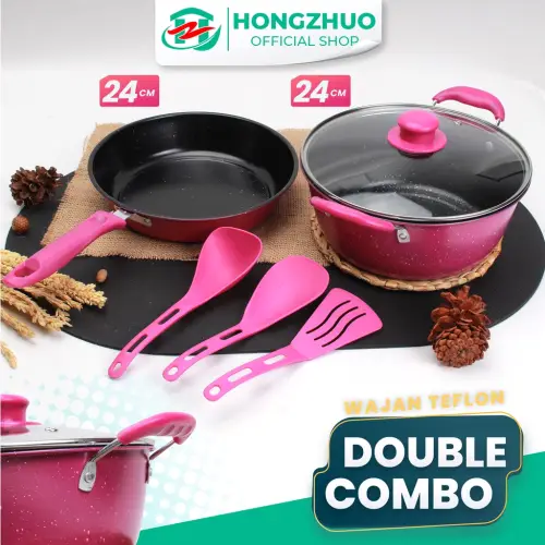 Hongzhuo Panci Set Isi 6pcs Pot Series | Panci Terlengkap dengan Tutupan dan Spatula