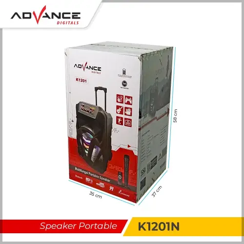 Advance K1201N Speaker AKtif Portable Bluetooth Meeting 12" Tws Gratis Mic Wireless