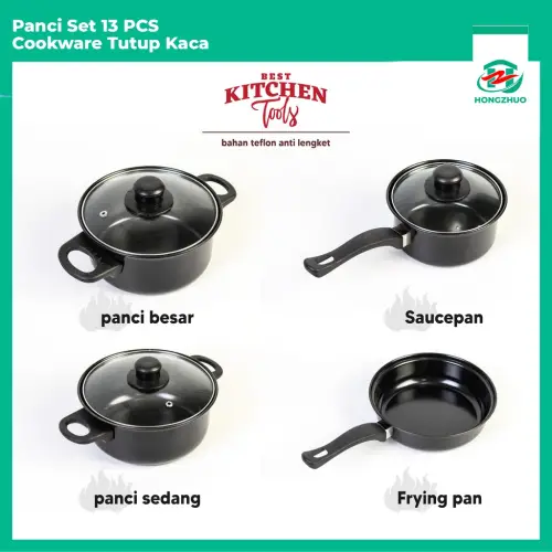 Hongzhuo Cookware Panci Set Wajan Penggorengan Spatula Set Isi 13Pcs 1 Set Frypan Saucepan