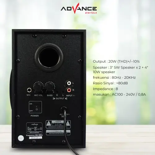 Advance M15BT Speaker Stereo Bluetooth Xtra Bass Subwoofer Garansi Resmi 1 Tahun Bisa Karoke Gratis Mic