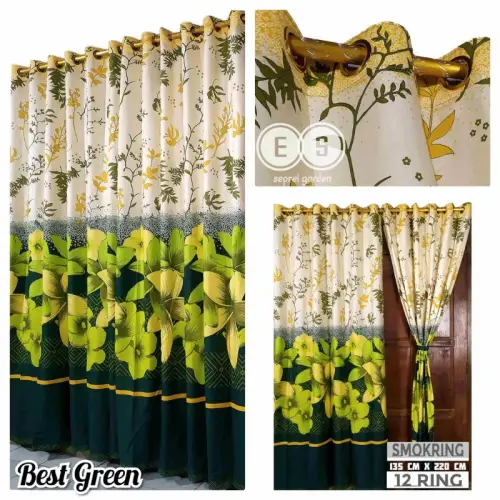 Tirai Pintu dan Gorden Jendela Smokring Besar 12 Lubang Murah 135x220 Motif Terlaris