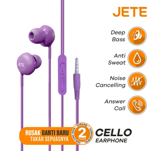 Headset Earphone JETE Cello Series with Noice Cancelling New Color - Garansi 2 Tahun