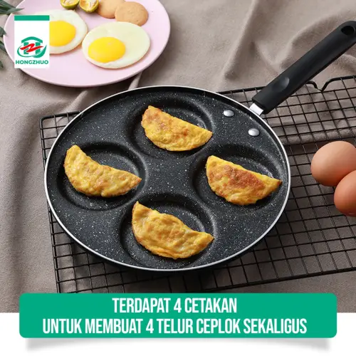 Hongzhuo Panci Wajan Penggorengan Telur Pancake 4 Lubang Non Stick Wajan Teflon Telur Anti Lengket