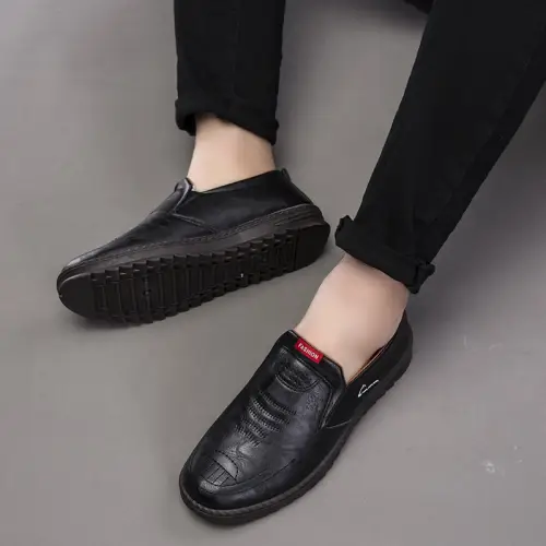 Leedoo Sepatu Slip On Pria Kulit PU Casual Sepatu Sneakers Running Shoes MC416