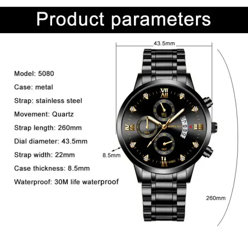 Aokeyo Jam Tangan Pria Anti Air Original Luxury Stainless Steelï¼ˆFree BOX+Kartuï¼‰