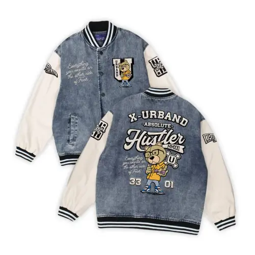 X Urband Absolute Varsity Jacket Denim Bear University A259