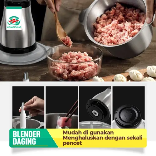 Hongzhuo Blender Chopper Stainless Steel 2L Penggiling Bumbu Daging Sayur Buah / Food Processor