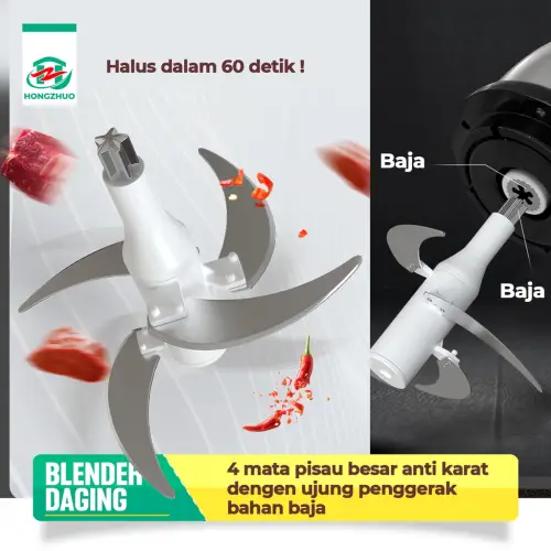 Hongzhuo Blender Chopper Stainless Steel 2L Penggiling Bumbu Daging Sayur Buah / Food Processor