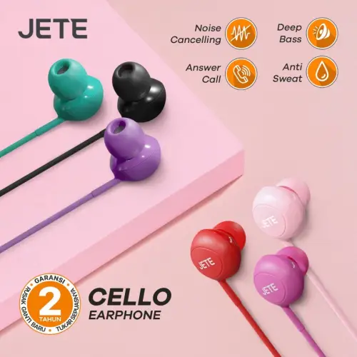Headset Earphone JETE Cello Series with Noice Cancelling New Color - Garansi 2 Tahun