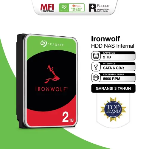 Seagate IronWolf Hardisk NAS 2TB SATA