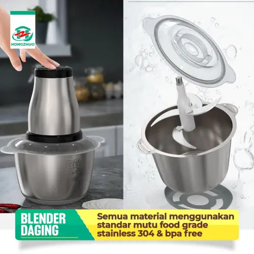 Hongzhuo Blender Chopper Stainless Steel 2L Penggiling Bumbu Daging Sayur Buah / Food Processor