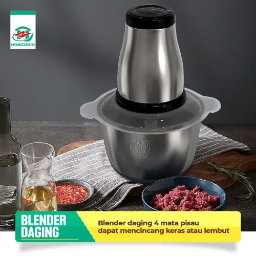 Hongzhuo Blender Chopper Stainless Steel 2L Penggiling Bumbu Daging Sayur Buah / Food Processor
