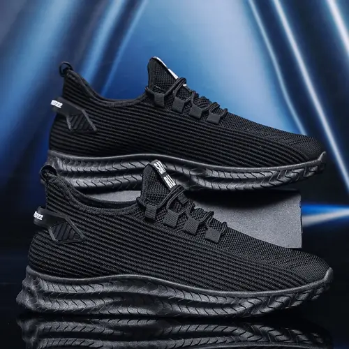 Leedoo Sepatu Sneakers Casual Pria Olahraga Lentur Sport Fashion Lari Shoes Kekinian Natural Hitam MR109