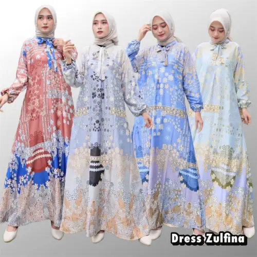 DRESS GAMIS AURORA PAKAIAN WANITA / GAMIS ARMANY / SILK MOTIF / BAJU WANITA / DRESS WANITA