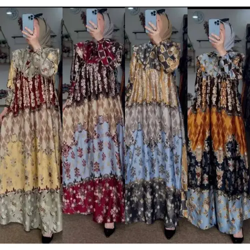 DRESS GAMIS AURORA PAKAIAN WANITA / GAMIS ARMANY / SILK MOTIF / BAJU WANITA / DRESS WANITA