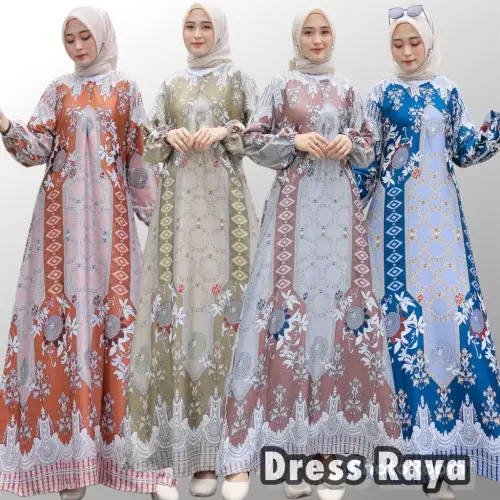 DRESS GAMIS AURORA PAKAIAN WANITA / GAMIS ARMANY / SILK MOTIF / BAJU WANITA / DRESS WANITA