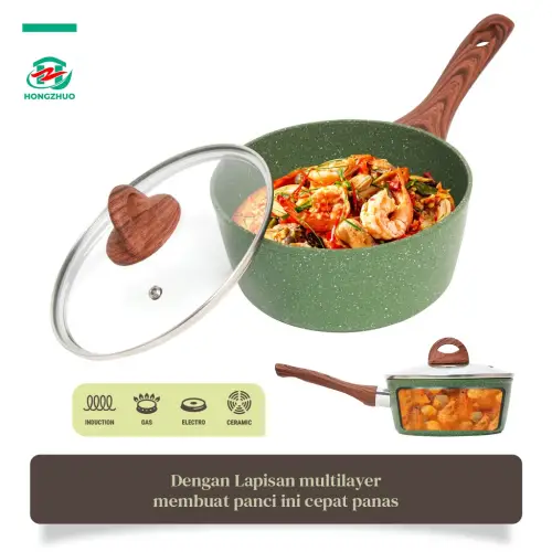 Tifale by Hongzhuo 3in1 Organic Greenly Cookware Marble Coated Anti lengket Handle Bakelite Silicone Anti Leleh Avocado Pan