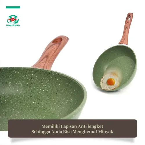 Tifale by Hongzhuo 3in1 Organic Greenly Cookware Marble Coated Anti lengket Handle Bakelite Silicone Anti Leleh Avocado Pan