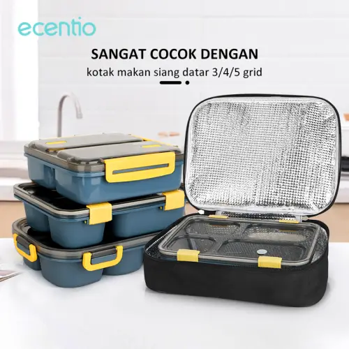 ecentio kotak makan anti tumpah lunch box set 850ML Anti Tumpah Kotak Makan 3 / 4 Grid