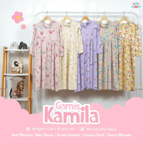Kids Diary Plus - Gamis Anak Perempuan Kamila Katun Rayon Motif 1-14 Tahun