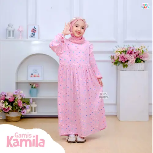 Kids Diary Plus - Gamis Anak Perempuan Kamila Katun Rayon Motif 1-14 Tahun