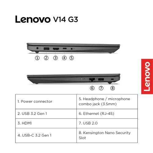 Lenovo V14 G3 IAP EJID Intel Core i3 1215U Win11 Home 4GB Soldered 256GB SSD 14\" FHD TN 250nits 45% NTSC Antiglare Integrated UHD F720p Camera OHS MilSpec WiFi6 Laptop Bisnis 14inch 82TS00EJID Iron Grey 3Y Windows Office