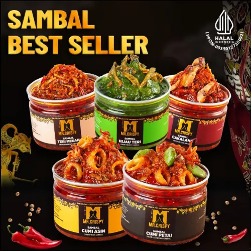 Sambal Cumi Asin/Pete/Bajak Ebi/Teri Medan Sambel Mr.Crispy