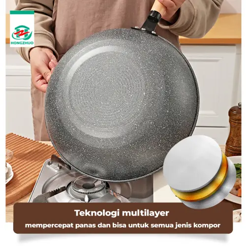 Tifale by Hongzhuo Wajan Maifan YY2201 Fry Pan Bahan Batu Medis Anti Lengket 32cm Wajan Penggorengan High Quality