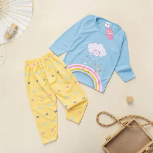 Setelan Anak & Bayi Piyama Tidur Colourfur Print Set / Baju Anak Anak Unisex 0 - 4 Tahun/ Baju Tidur Anak Bayi / Baju Anak Perempuan / Baju Anak Laki Laki