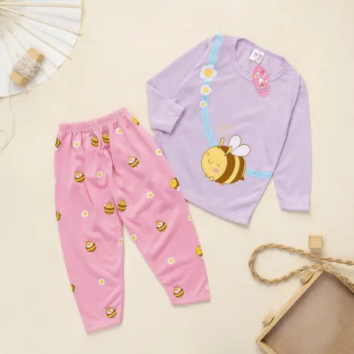 Setelan Anak & Bayi Piyama Tidur Colourfur Print Set / Baju Anak Anak Unisex 0 - 4 Tahun/ Baju Tidur Anak Bayi / Baju Anak Perempuan / Baju Anak Laki Laki