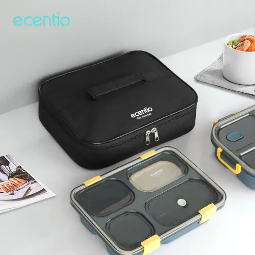 ecentio kotak makan anti tumpah lunch box set 850ML Anti Tumpah Kotak Makan 3 / 4 Grid